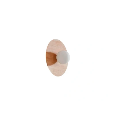Image of Lindby wall light Zain, wood colour/white, glass, Ø 33 cm, G9