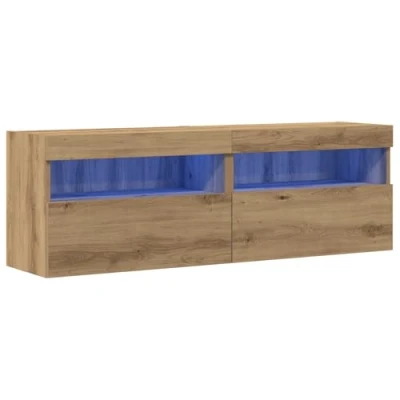 Image of vidaXL TV Wall Cabinets with LED Lights 2 pcs Artisan Oak 60x30x40 cm