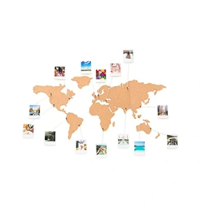 Image of Luckies of London World Map Pin Board With Drawing Pins Cork The for Travel Memories Wall Art Boards Home Decor Gifts