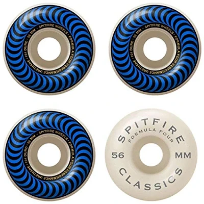 Image of Spitfire Unisex Adult Formula Four Classics 101 Classic Shape. The #1 Shape In Skateboarding Worldwide Proven for Speed and Control. Blue, 56mm