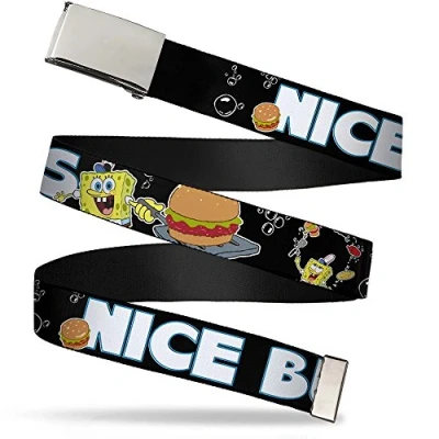 Image of SpongeBob SquarePants Men&#039;s Buckle Down Web Belt Spongebob, Multicolor, 1.5&quot; Wide/Fits up to 42&quot; Pant Size