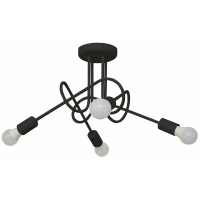Image of Oxford Multi Arm Semi Flush Ceiling Light Black 44cm