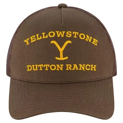 Image of Concept One Unisex&#039;s Yellowstone Adjustable Mesh Snapback Trucker Hat with Curved Brim Baseball Cap, Brown, Size