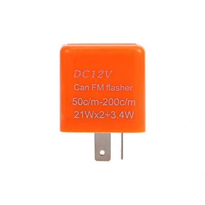 Image of 2 Pin Flasher Relay 12V Universal Motorcycle Electronic Turn Signal Speed Adjustable LED Fix Hyper Flash(Orange)