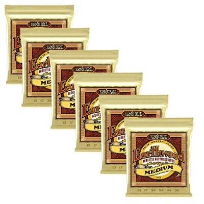 Image of Ernie Ball 2002 Earthwood 80/20 Bronze Medium Acoustic Guitar Strings 6 Pack (Standard)