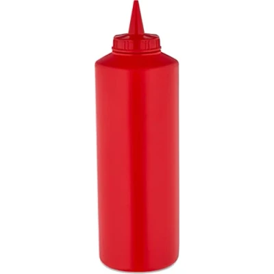 Image of Catergold Plastic Squeezable Sauce Dispenser Coloured Squeeze Bottle 1000ml (Red)