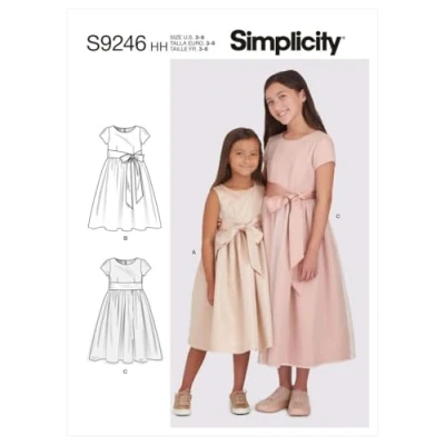 Image of SIMPLICITY SS9246K5 Child/Girl Dress, White, K5 (7 8 10 12 14)