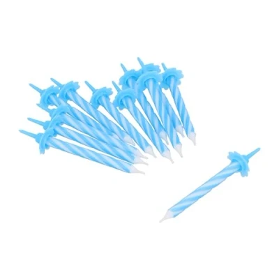 Image of Henbrandt Pack of 24 Blue Party Candles with Candle Holders, Spiral Celebration for Birthday Cakes Baby Showers Boys and Anniversary Decorations