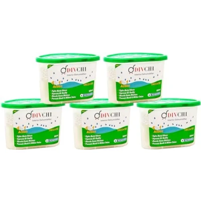 Image of DIVCHI Pack of 5x 500ml Interior Dehumidifiers for Stop Damp, Mildew, Mould Condensation Moisture Absorber Remover in Home Kitchen Wardrobe Bedroom Caravan Office Garage Bathroom, Basement