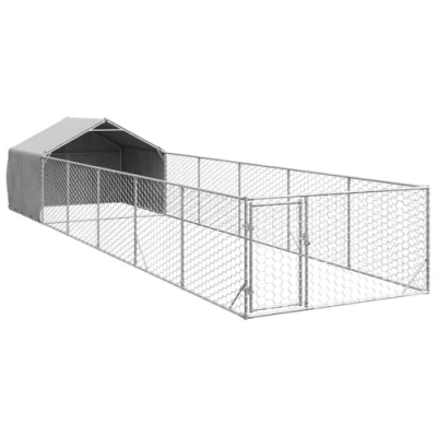 Image of vidaXL Outdoor Dog Kennel with Run 8x2x1.5 m Galvanised Steel
