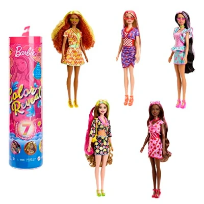 Image of Barbie Dolls and Accessories, Color Reveal Doll, Scented with 7 Surprises Including Change, Sweet Fruit Series, HJX49