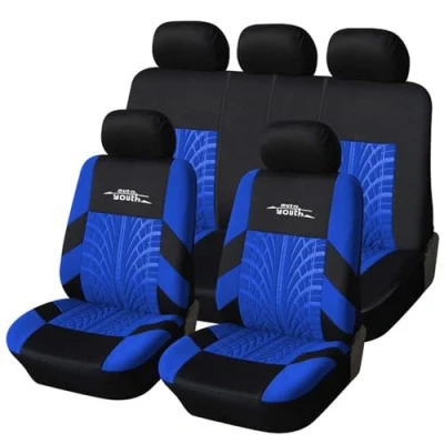 Image of AUTOYOUTH Car Seat Covers Universal Fit Full Set Protectors Tire Tracks Accessories 9PCS, Blue