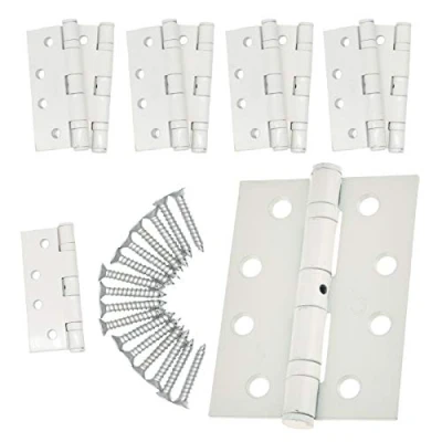 Image of Door Hinges 4&quot; 102mm Ball Bearing 5 Pair Pack [10 &amp; Screws] White