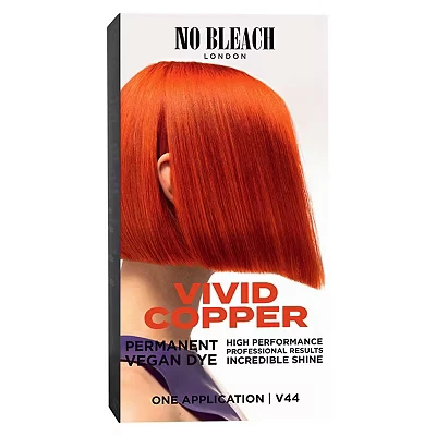 Image of No Bleach London Permanent Hair Dye, Long Lasting and Multi dimensional At Home Colour, Fortified with Vegan Sea Silk Cocamide for Incredible Shine, Colour: Vivid Copper (Complete Kit)