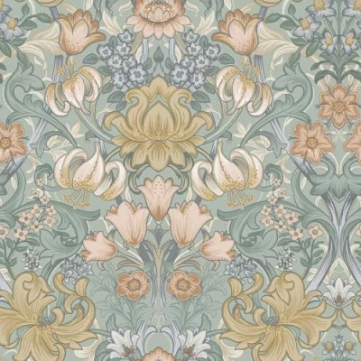 Image of Holden Decor Ornamental Floral Aqua Multi Green Paste The Paper Wallpaper