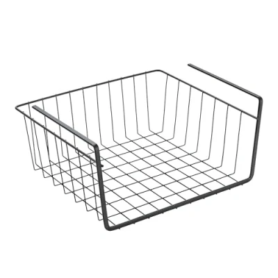 Image of Metaltex Lava Kanguro Under Shelf Storage Basket Space Saving Organiser Undershelf for Kitchen Essentials With Touch Therm Finish 30 x 26 14cm, Black