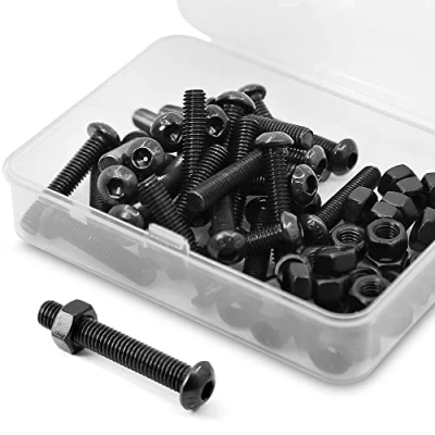 Image of (30 Sets) M6 x 20mm Screws and Nuts Set Half Head Hex Socket 10.9 Grade Alloy Steel Full Thread