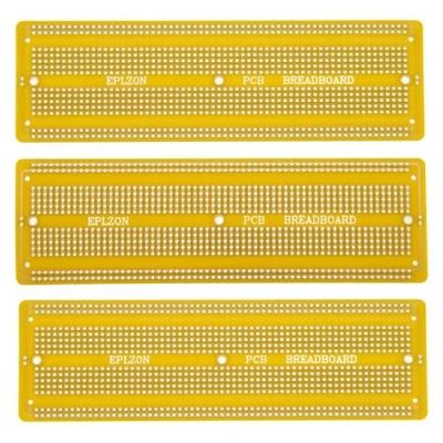 Image of EPLZON 3pcs 6.8&quot;x2.05&quot; Breadboard Solderable Prototype PCB Board Kit for Electronics Projects Compatible DIY Soldering Circuits Board,Yellow