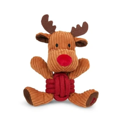 Image of Petface Riley Reindeer Rope Ball Plush Christmas Dog Toy with Built In Squeaker