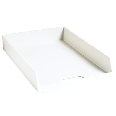 Image of Exacompta Ref 11013D Office Letter Tray 345 x 246 59mm in Size, Suitable for C4 Documents, Stackable Vertically, Label Holder &amp; Thumb Hole White