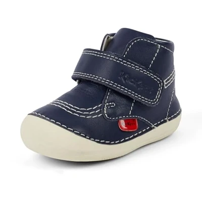 Image of Kickers Baby Unisex Softer Hi Boots Soft Sole Easy Fasten Comfortable Cushioned, Navy, 1 UK Child