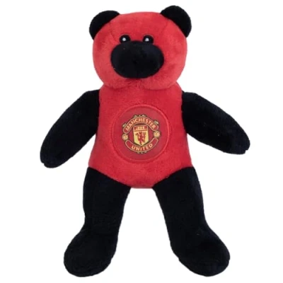 Image of Manchester United FC Official Mini Plush Contrast Football Crest Teddy Bear (20cm) (Red/Black)
