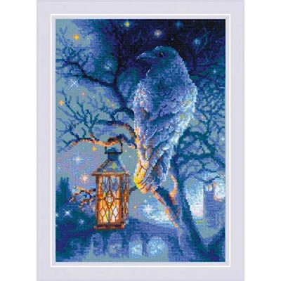 Image of Riolis Wise Raven Cross Stitch Kit, Multicoloured, 21 x 30cm
