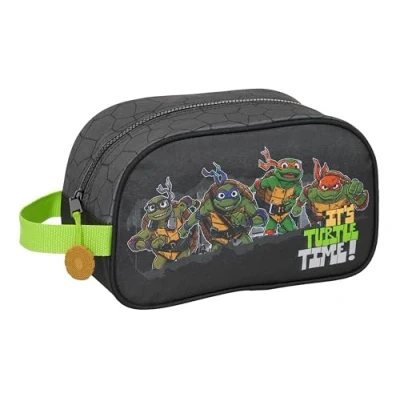 Image of Safta Teenage Turtles Medium Children&#039;s School Toiletry Bag with Handle, Bag, Adaptable to Cart, Easy Cleaning, Comfortable and Versatile, Quality Resistance, 26 x 12 15