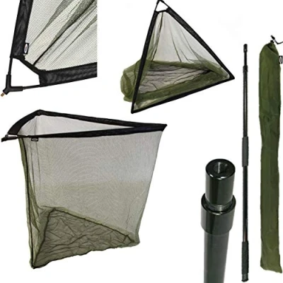 Image of 42 INCH GREEN CARP FISHING LANDING NET + PLASTIC BLOCK STINK BAG TACKLE 2M