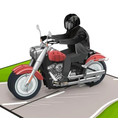 Image of papercrush® Pop Up Card Motorcycle Funny 3D Birthday for Men, Motorcyclists &amp; Bikers Voucher Driving Licence, Money Gift Accessories, Helmet