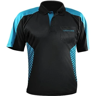 Image of Harrows Vivid Dart Shirt Breathable with Pocket Small to 5XL (Black &amp; Aqua, 4XL)