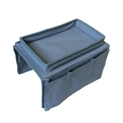 Image of BEISIJIA Sofa Armrest Organizer With Cup Holder Tray, Couch Caddy TV Remote Control Storage for Cellphone Tablets Magazines Book Glasses Cables Drinker Snacks Pouch