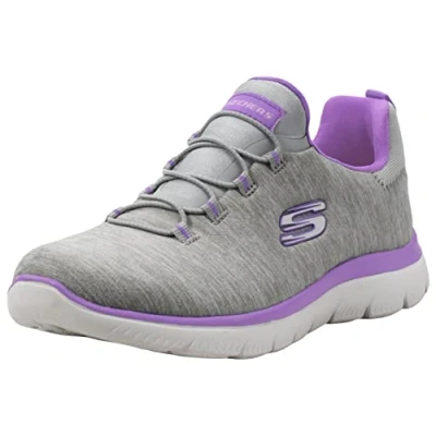 Image of Skechers Women&#039;s Summits Quick Getaway Sneaker, Light Grey/Purple, 9