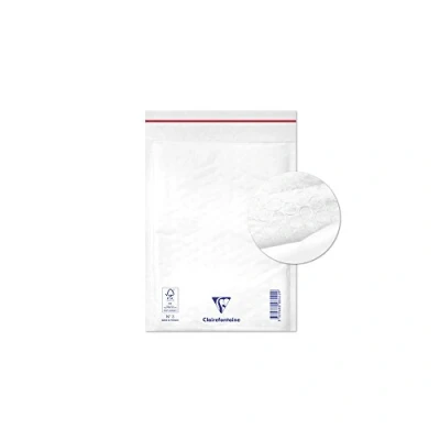 Image of Clairefontaine Ref 7342C Extra White Kraft Padded Peel and Seal Envelopes 145 x 215mm Size, 80gsm Paper, 35 Micron Bubble Wrap Film Wrapped Pack of 10