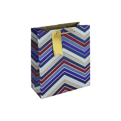 Image of Eurowrap Bold Graphic Chevron Gift Bag With Tag Mens Fathers Day Birthday Occasion, Design By Jeff Banks Medium