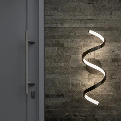 Image of Matt Black Single Twist Wall Light Indoor/Outdoor Integrated LED Kitchen Living Room Fitting Neutral White Lighting IP44 Rated