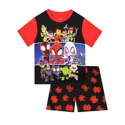 Image of Marvel Spidey And His Amazing Friends Pyjamas Boys Short Spiderman Official Merchandise Ages 2 To 8 Years Black 7