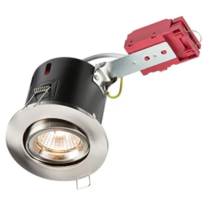 Image of KnightsBridge 230V IP20 50W GU10 IC Fire Rated Tilt Downlight Brushed Chrome