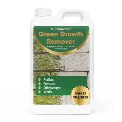 Image of Patio Cleaner Concentrate 5L Makes 30L Green Stain Removal from Moss, Mould &amp; Algae Staining For Patios, Wood Decking or Fence, Driveways, Roofs Block Paving Cleaning Growth Remover