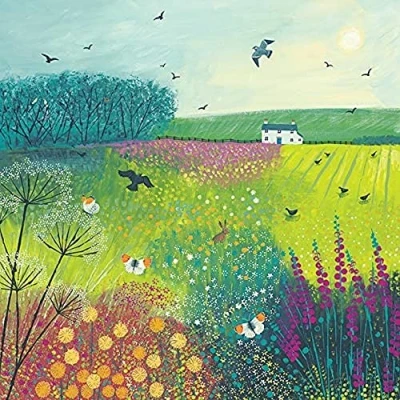 Image of The Art Group Jo Grundy Midsummer Meadow Canvas Print, Cotton, Multi Colour, 1.8 x 85 cm