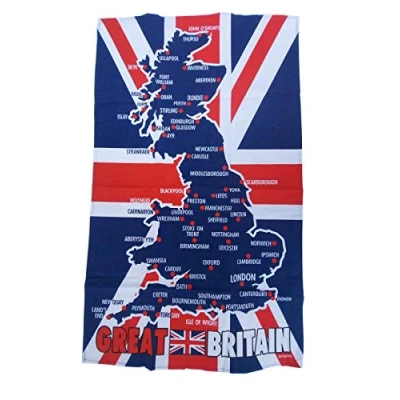 Image of Elgate Great Britain Map Union Jack Flag Tea Towel United Kingdom Souvenir Gift UK GB