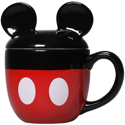 Image of Disney Mickey &amp; Friends Shaped Mug with Lid Mouse 3D Kitchen Accessories Gifts, Black