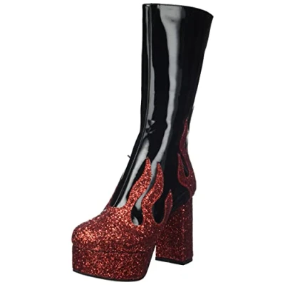 Image of LAMODA Women&#039;s Miami Ankle Boot, Black Patent red Glitter, 4 UK