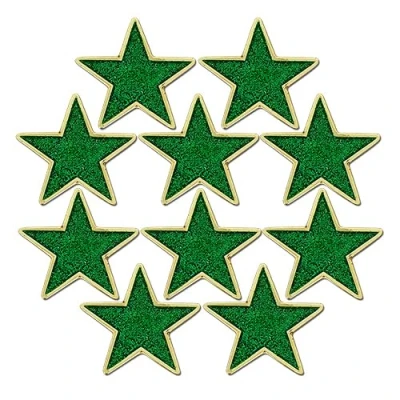 Image of Glitter Star Badge Lapel Pin 10 Pack (Green)