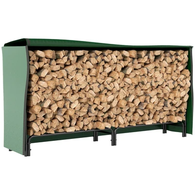 Image of Outsunny Metal Firewood Rack, Log Holder, 200 x 36 99 cm, Dark Green