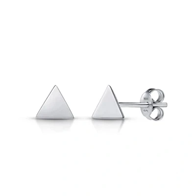 Image of Amberta Women 925 Sterling Silver Minimalist Stud Earrings: Polished triangle Studs