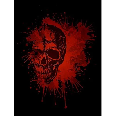 Image of Wee Blue Coo Painting Drawing Paint Splash Red Creepy Skull Art Print Poster Wall Decor 12X16 Inch