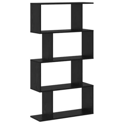 Image of vidaXL Bookcase Black oak 70 x 24 129 cm Engineered wood