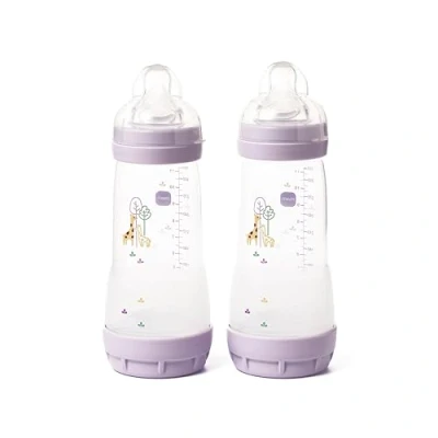 Image of MAM Easy Start Anti Colic 320ML Bottle 2PK Pink (2 x 320 ml), Fast Flow Teats Size 3, Reduced Baby Bottle, Essentials