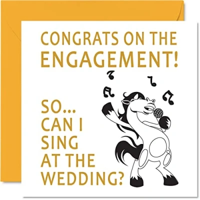 Image of Funny Engagement Cards for Couples Sing At The Wedding Congratulations Happy Gifts, Joke Congrats Card, 145mm x Banter Marriage Greeting Fiance Fiancee